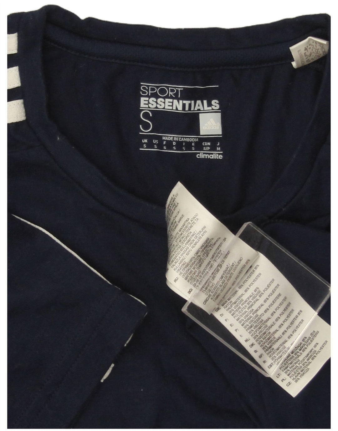 T-shirt Adidas Climalite da uomo Top piccola in poliestere blu navy