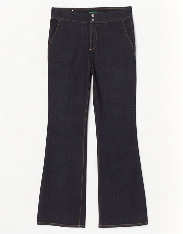 Jeans Bootcut da donna Benetton UK 12 Medio W32 L34 Cotone blu navy