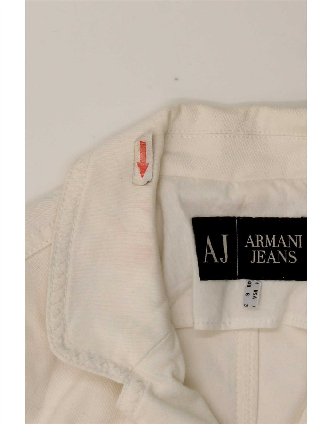 Giacca blazer a 3 bottoni da donna Armani Jeans UK 10 piccola in cotone bianco