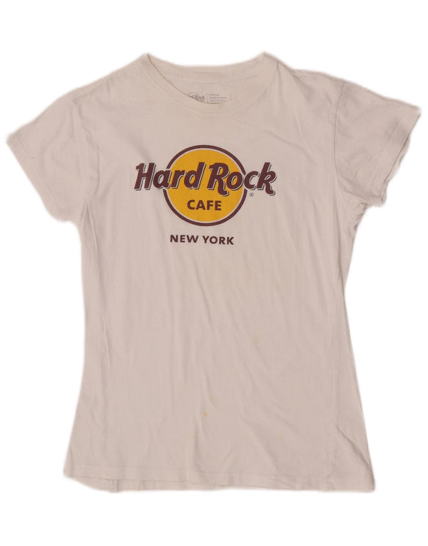 T-shirt grafica da donna New York Hard Rock Cafe UK 12 Medium White