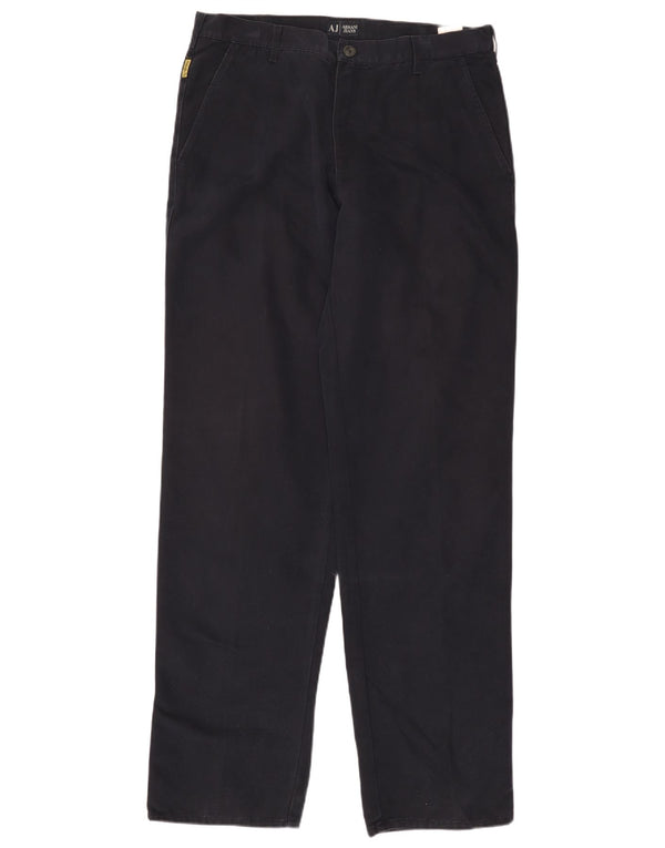 Pantaloni chino dritti da uomo ARMANI EU 52 XL W36 L36 cotone blu navy