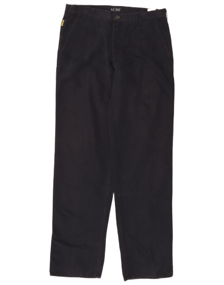Pantaloni chino dritti da uomo ARMANI EU 52 XL W36 L36 cotone blu navy