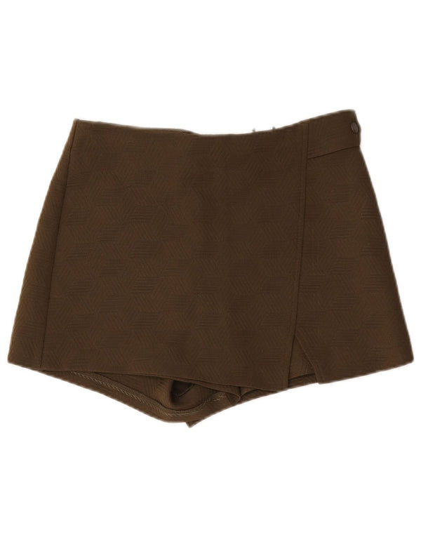 Pantaloni caldi a vita alta da donna Topshop UK 10 piccoli W30 kaki geometrici
