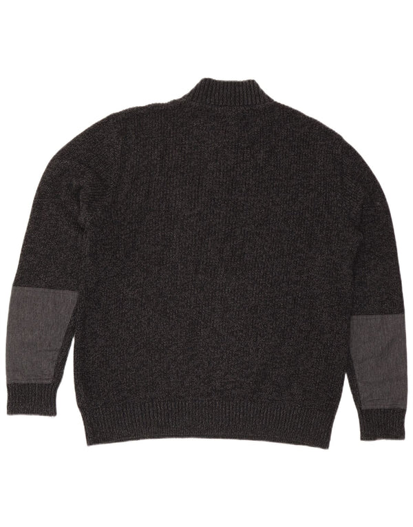 Jack & Jones Mens Zip Neck Jumper Sweater XL Grey Flecked Cotton