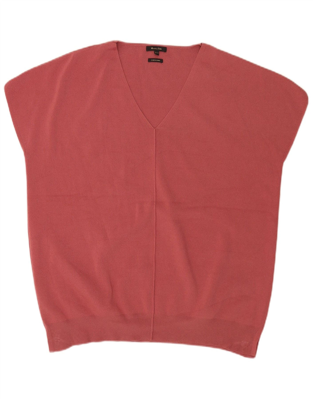 Massimo Dutti Maglione da uomo a maniche corte con scollo a V Borgogna medio
