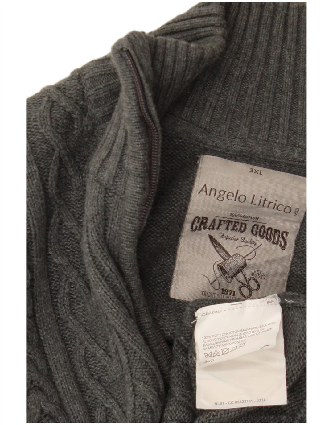 ANGELO LITRICO Maglione Cardigan Uomo 3XL Cotone Grigio