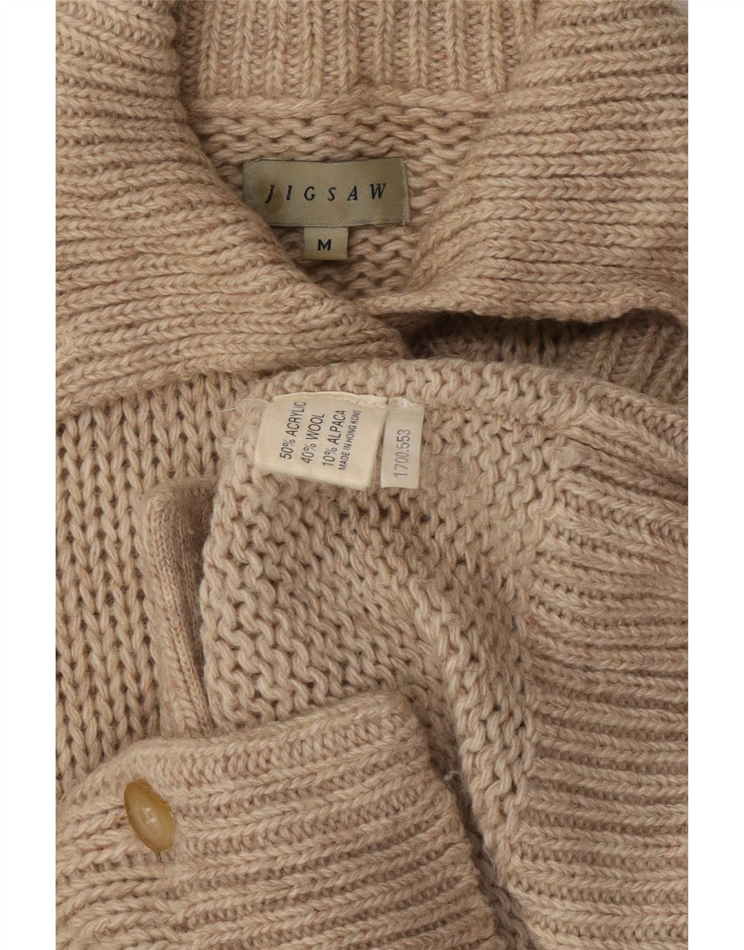 Maglione cardigan da donna Jigsaw UK 14 Acrilico grigio medio