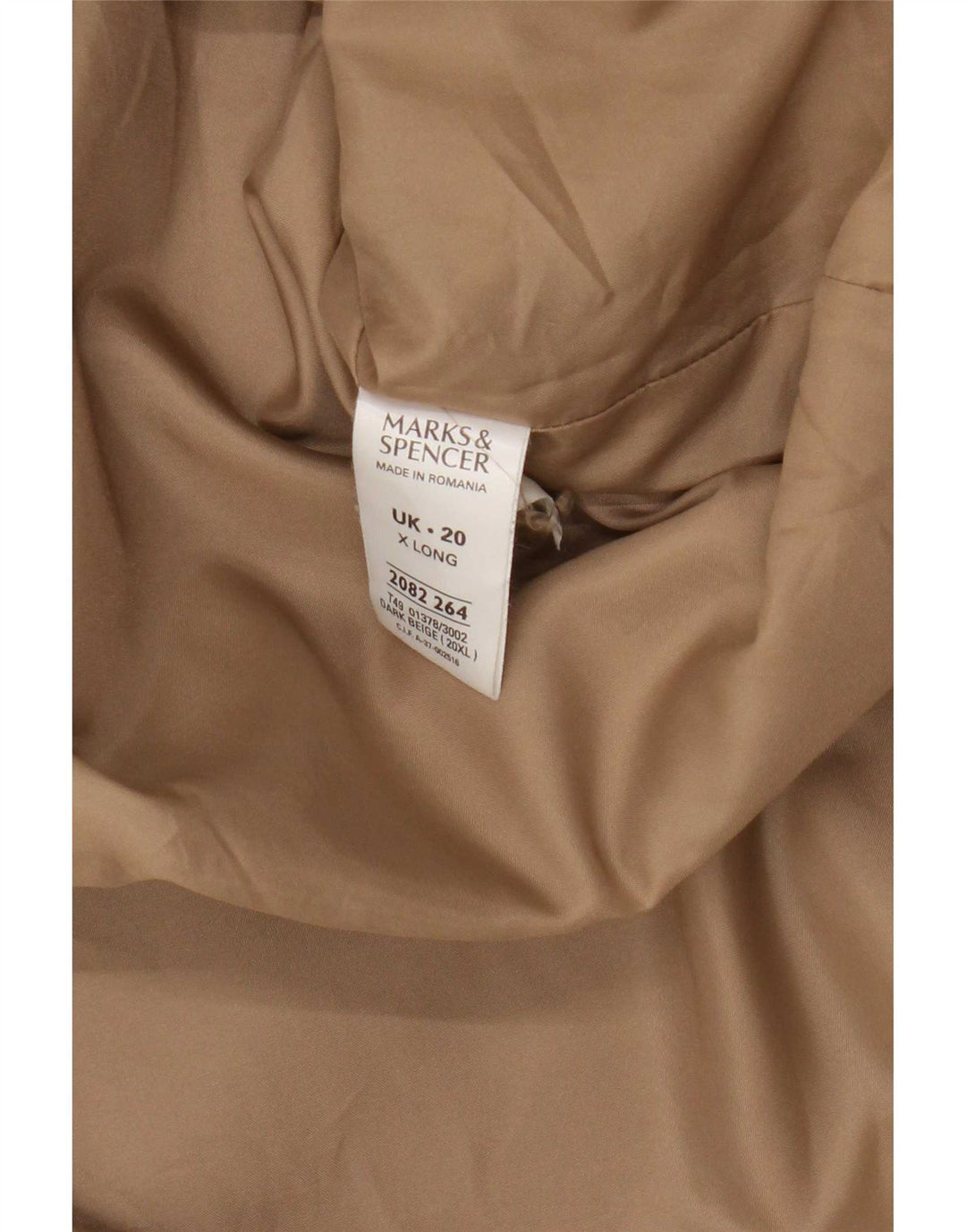 Soprabito lungo da donna Marks & Spencer UK 20 2XL Poliestere beige