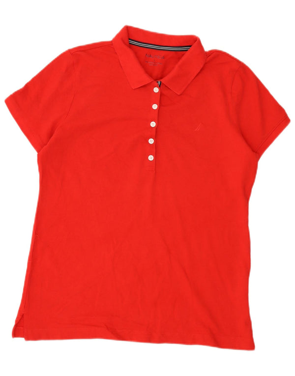Polo da donna Nautica UK 14 grande in cotone rosso