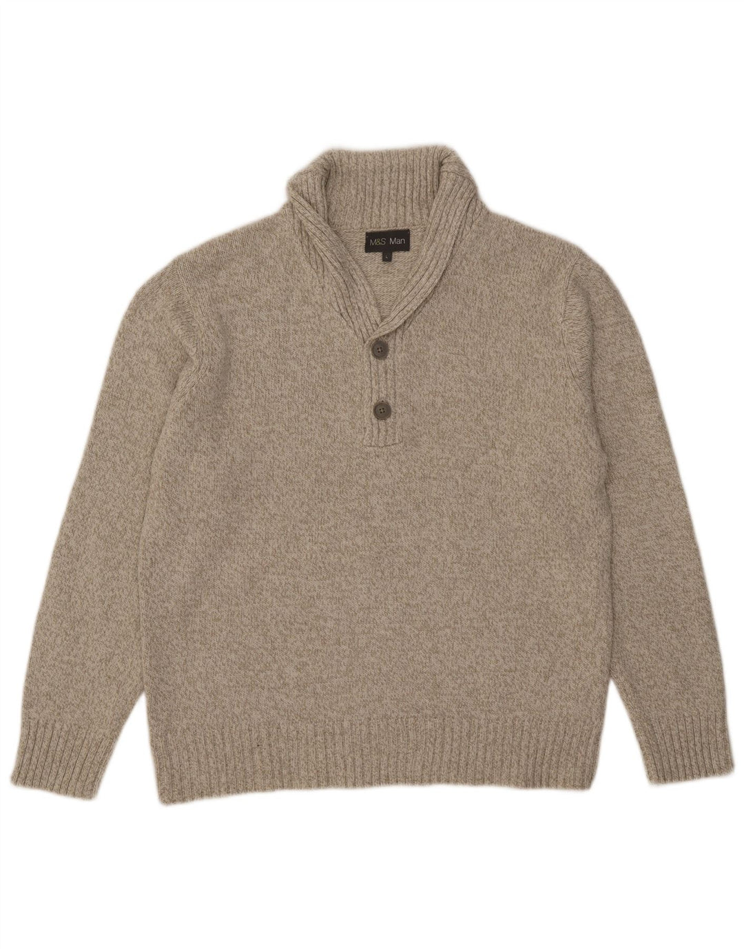 Maglione da uomo Marks & Spencer con collo a scialle, grande, in acrilico grigio
