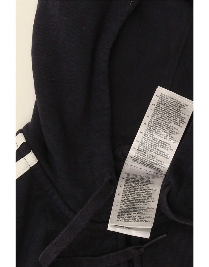 Maglione con cappuccio e zip da uomo Adidas in cotone blu navy medio