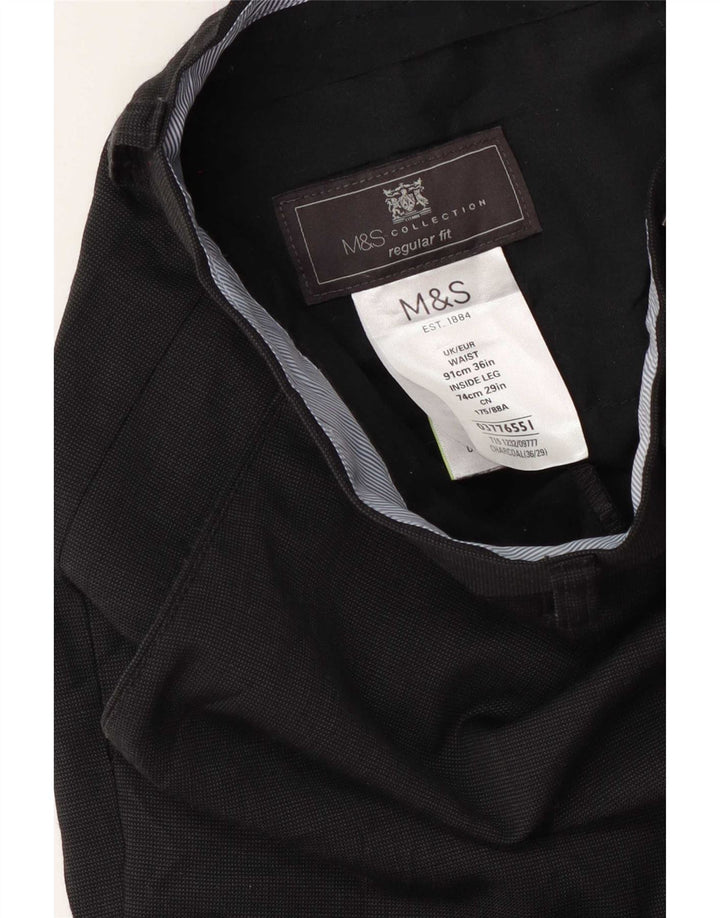 Pantaloni da abito vestibilità regolare da uomo Marks & Spencer W36 L29 lana blu navy