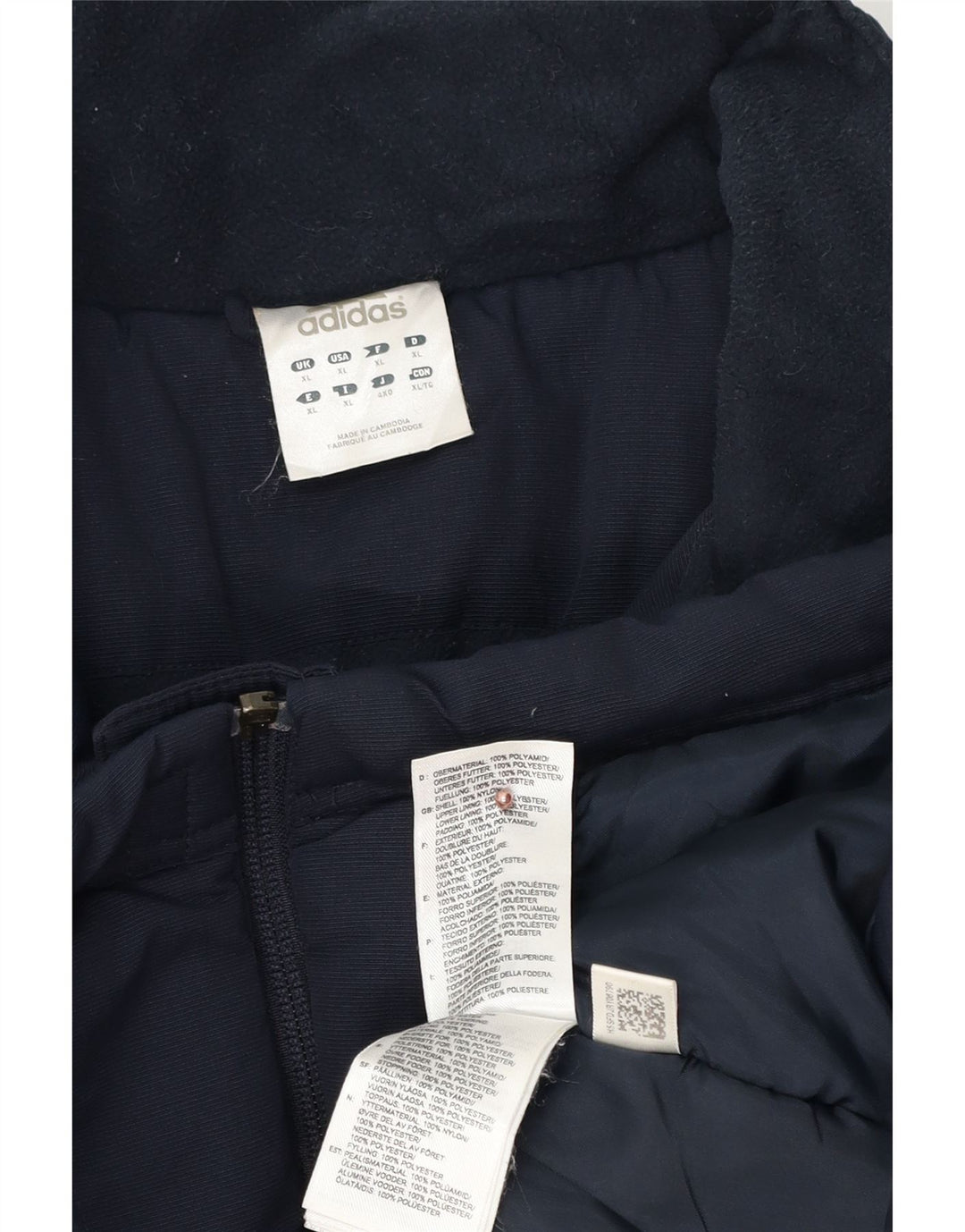 Adidas Mens Graphic Padded Jacket UK 42 XL Navy Blue Polyester