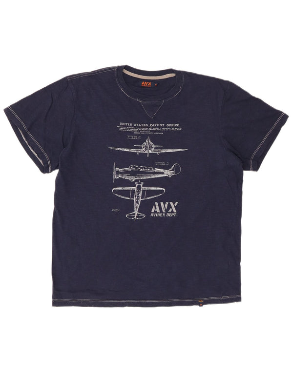 T-shirt grafica da uomo AVIREX Top in cotone blu navy medio