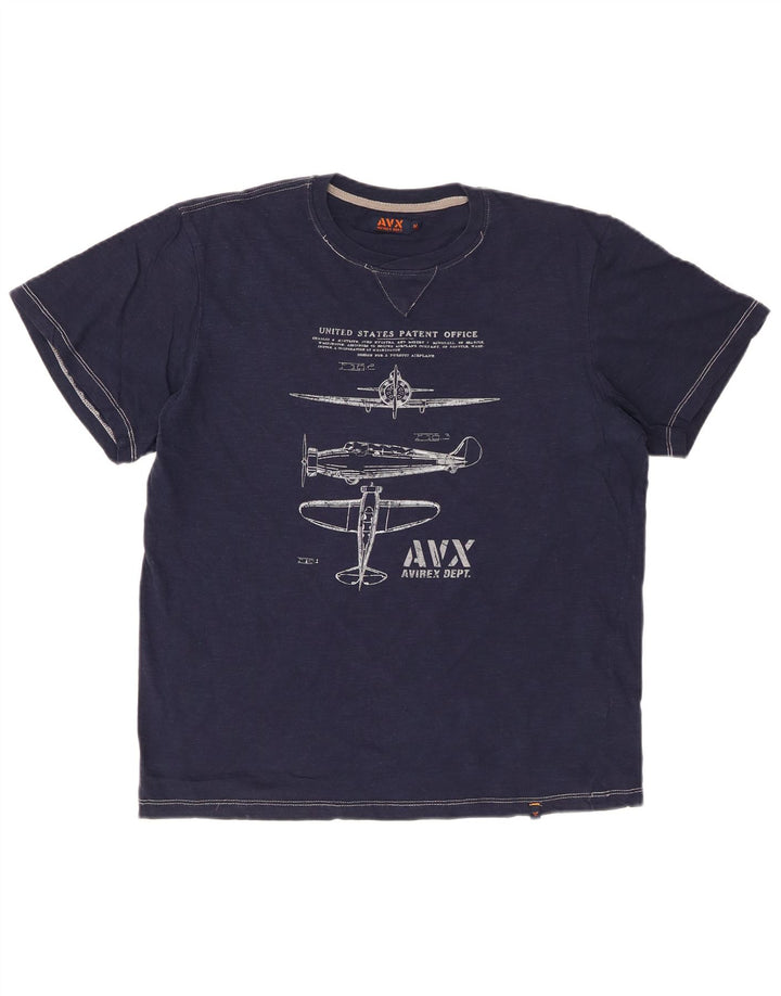 T-shirt grafica da uomo AVIREX Top in cotone blu navy medio