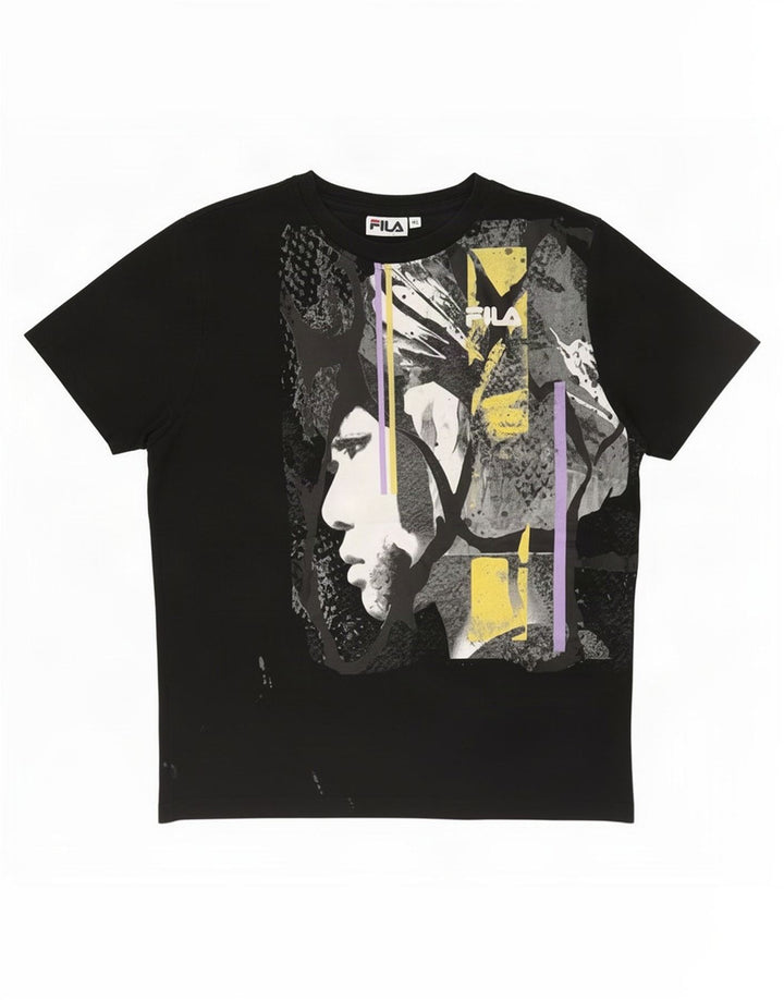 T-shirt grafica da uomo Fila Top in cotone nero medio