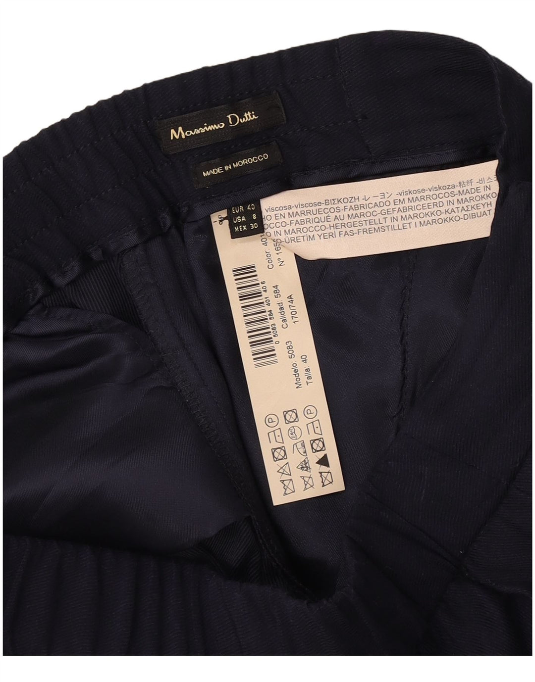 Pantaloni chino dritti da donna Massimo Dutti EU 40 medio W30 L29 blu navy