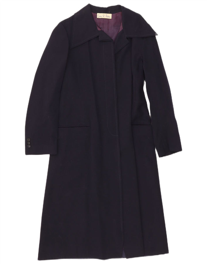 Soprabito aperto da donna vintage UK 8 piccolo blu navy