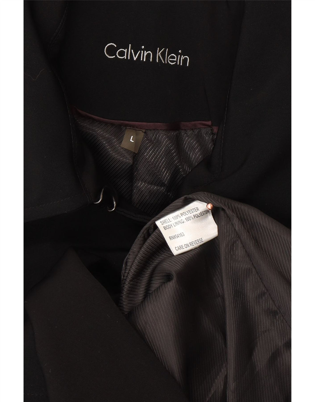 CALVIN KLEIN Trench da donna UK 16 Large Nero Poliestere