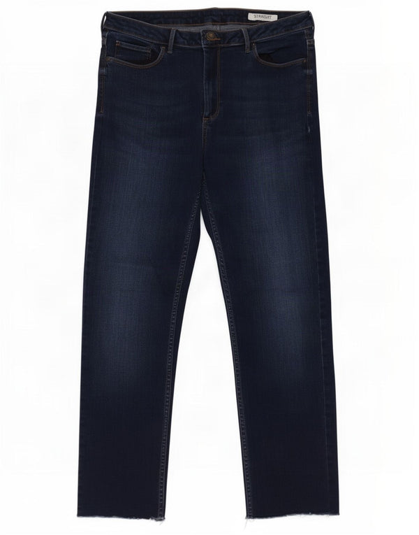 Jeans dritti corti Marks & Spencer da donna UK 14 Large W32 L26 Blu navy