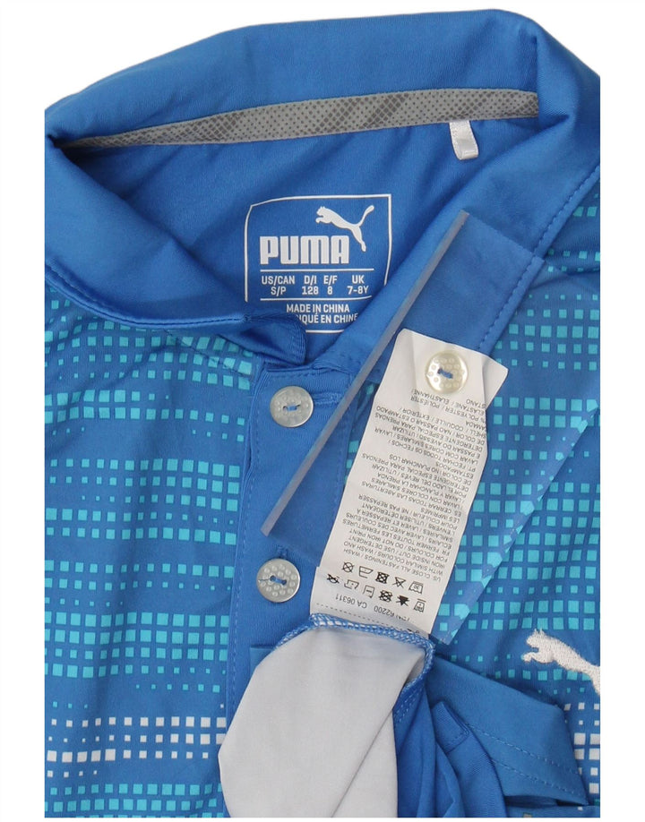 Polo PUMA da bambino 7-8 anni in poliestere geometrico blu