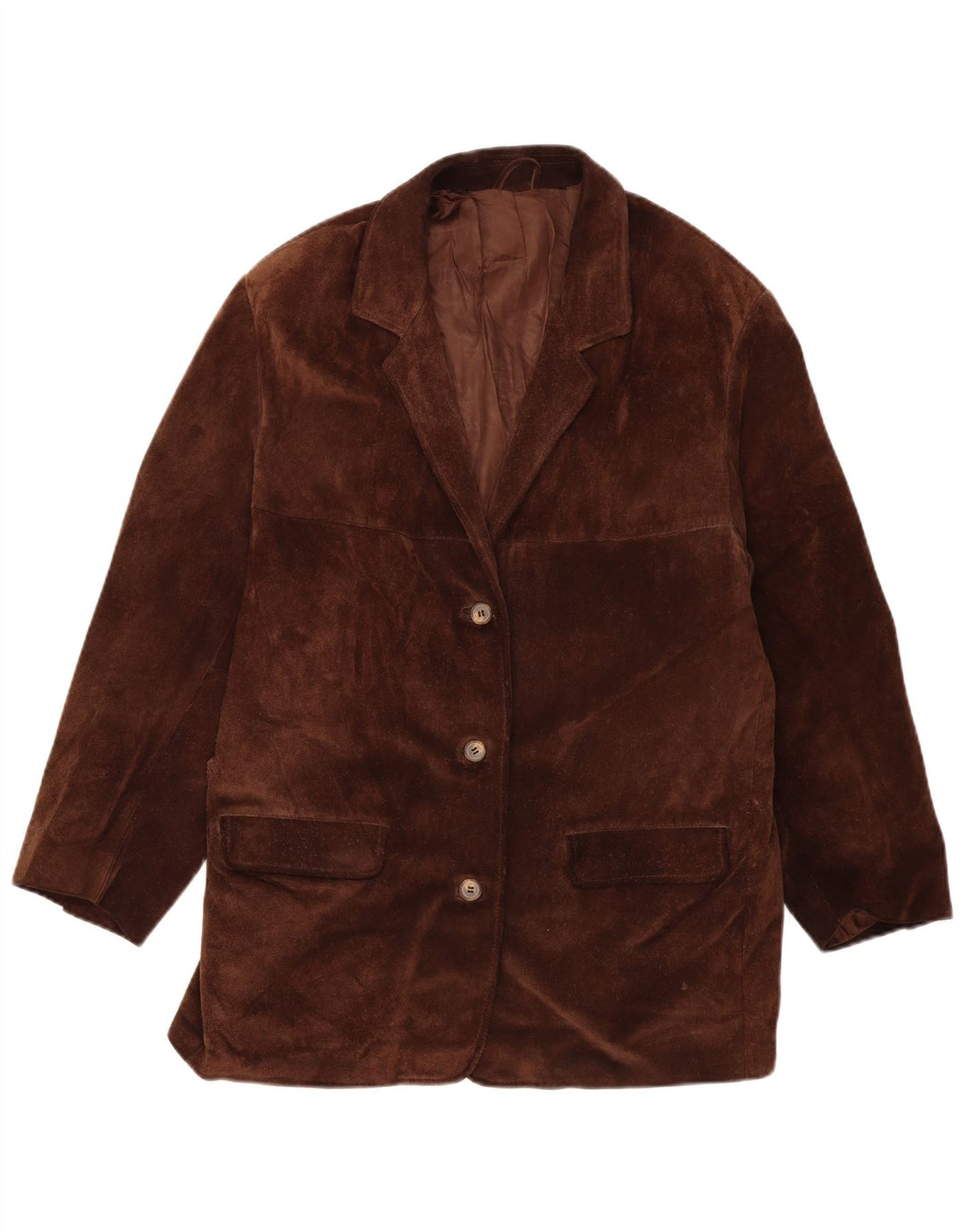 Giacca a vento oversize da donna vintage UK 14 in pelle marrone medio
