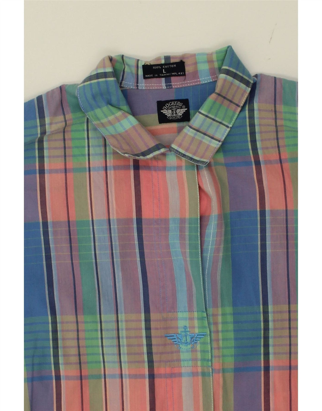DOCKERS Womens Oversized Pullover Shirt UK 16 Large Multicoloured Check Vintage Dockers and Second-Hand Dockers from Messina Hembry 