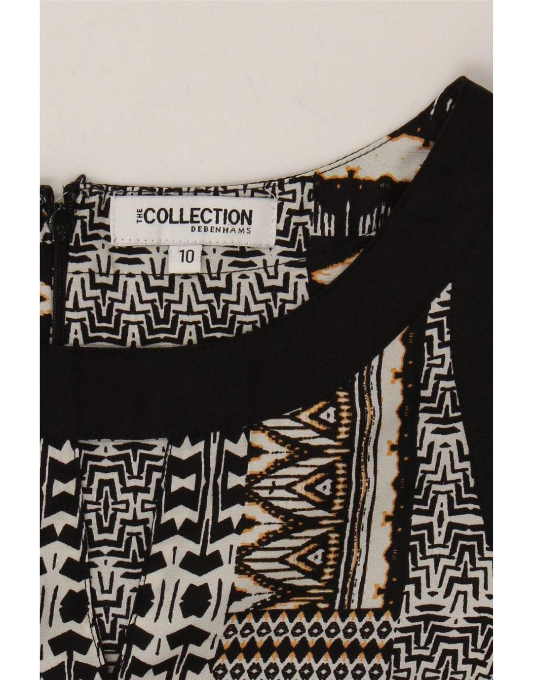 DEBENHAMS Womens Abstract Pattern Sheath Dress UK 10 Small Black Vintage Debenhams and Second-Hand Debenhams from Messina Hembry 
