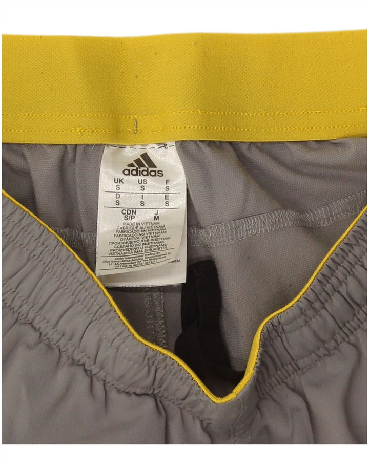 Pantaloncini sportivi Adidas da uomo piccoli in poliestere color block grigio