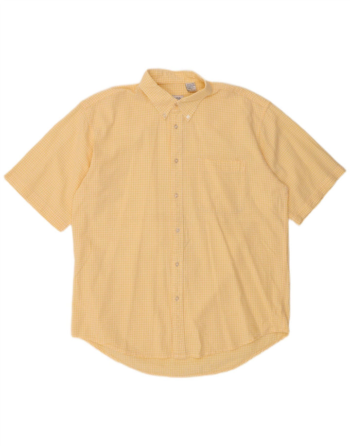 Camicia a maniche corte da uomo IZOD grande in cotone a quadretti giallo