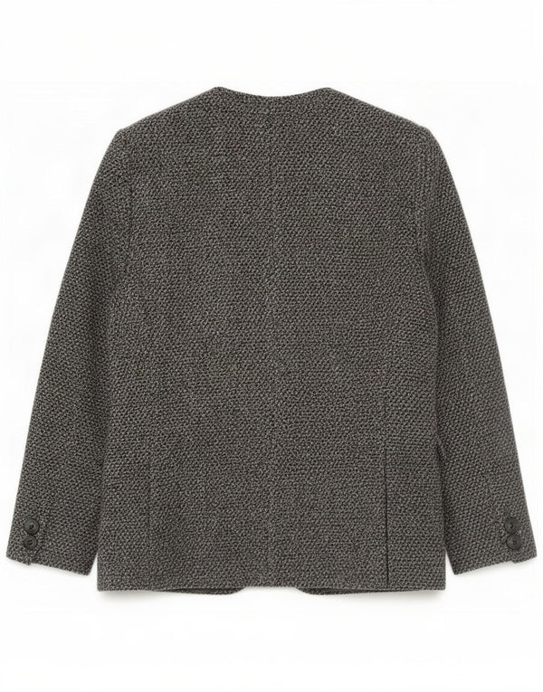 Giacca blazer vintage da donna a 3 bottoni UK 14 grande lana grigia