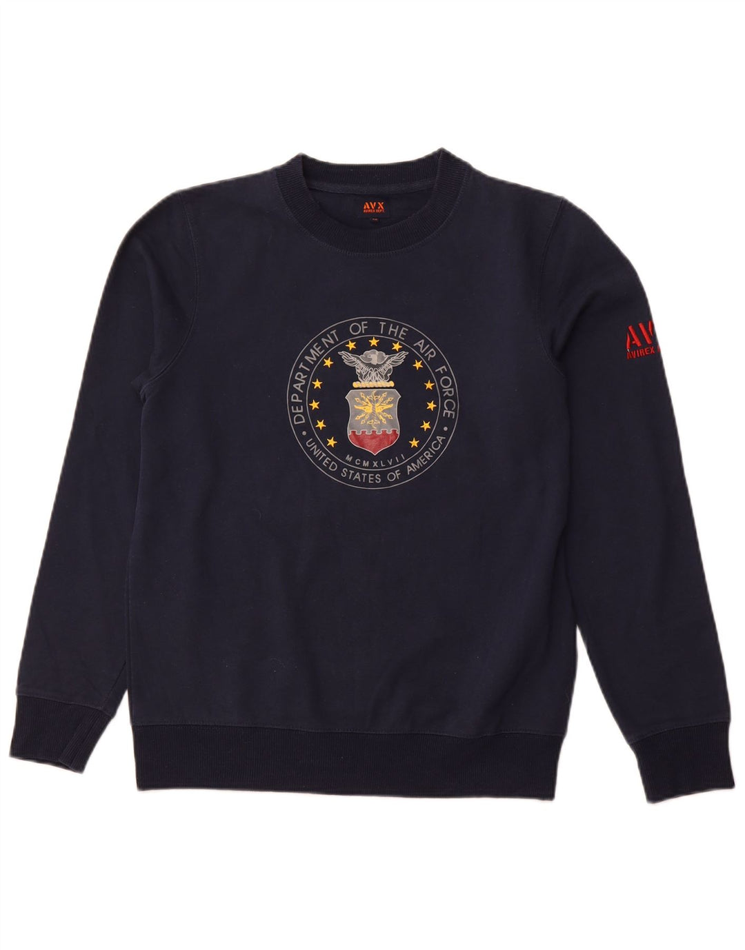 Felpa grafica da uomo AVIREX maglione medio in cotone blu navy