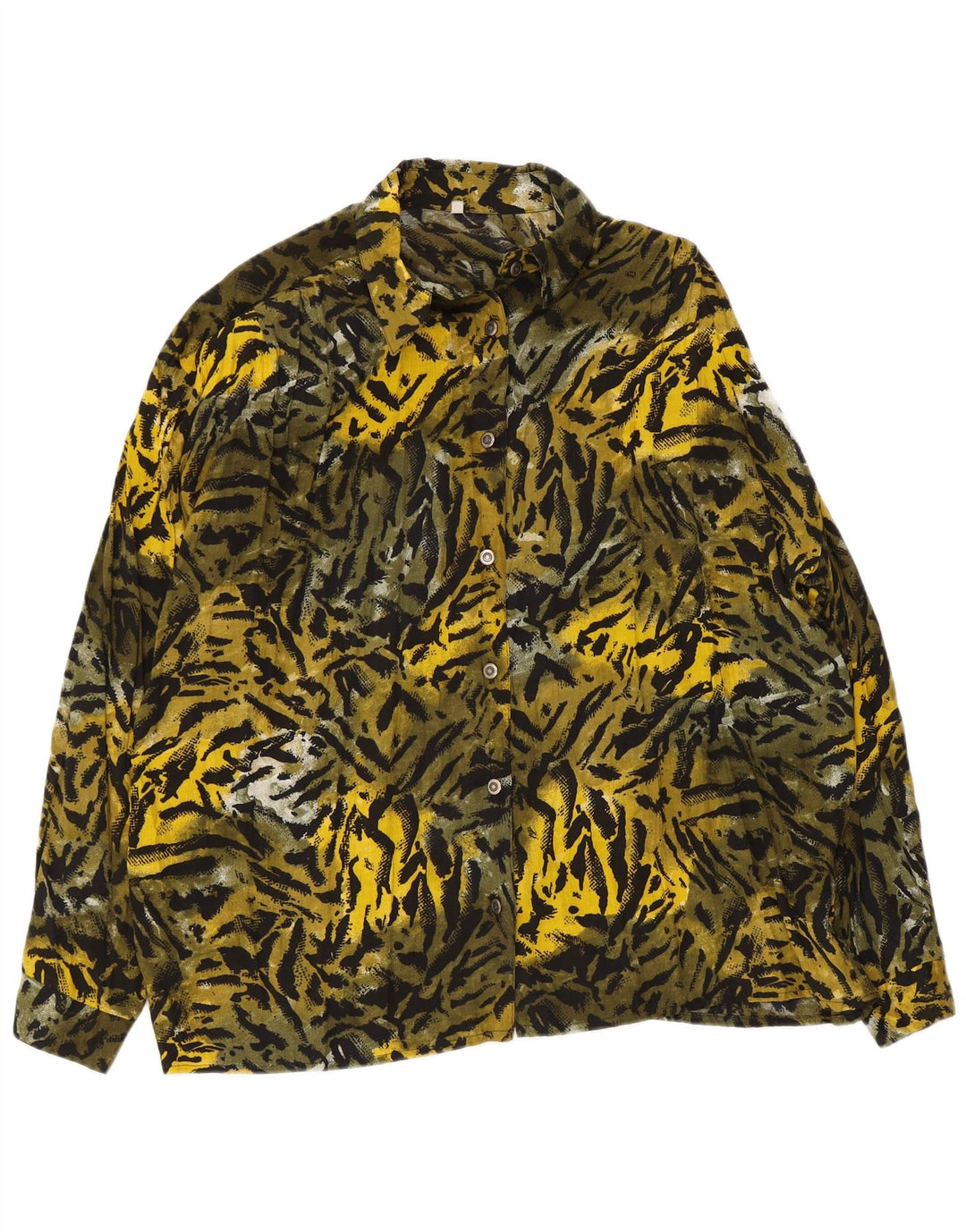 Camicia vintage da donna EU 42 grande viscosa con stampa animalier multicolore