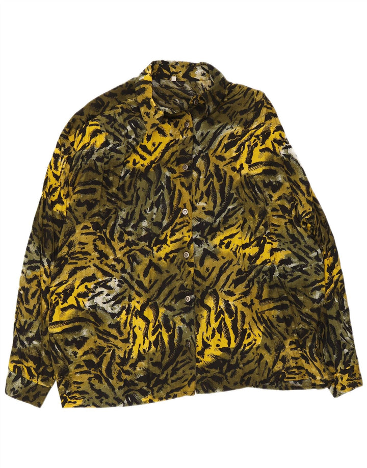 Camicia vintage da donna EU 42 grande viscosa con stampa animalier multicolore