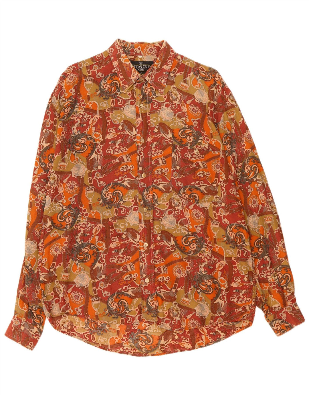 Camicia da uomo Cotton Club in viscosa floreale marrone medio