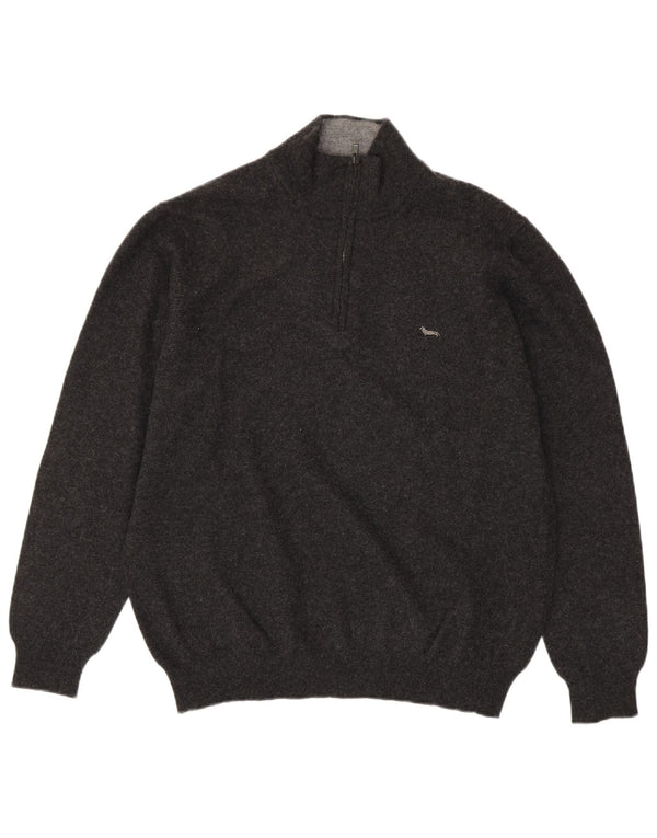 Maglione da uomo con zip e collo Harmont & Blaine 3XL in lana grigia