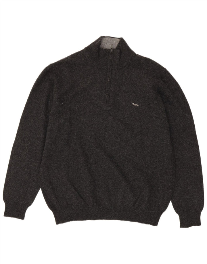 Maglione da uomo con zip e collo Harmont & Blaine 3XL in lana grigia