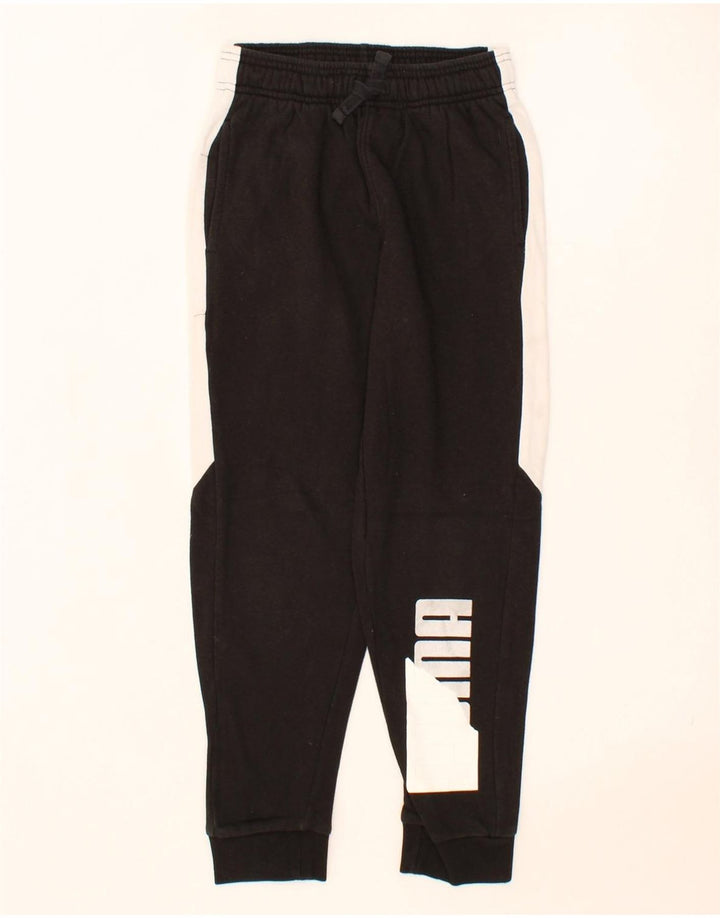 PUMA Boys Tracksuit Trousers Joggers 10-11 Years Medium Black Colourblock Vintage Puma and Second-Hand Puma from Messina Hembry 