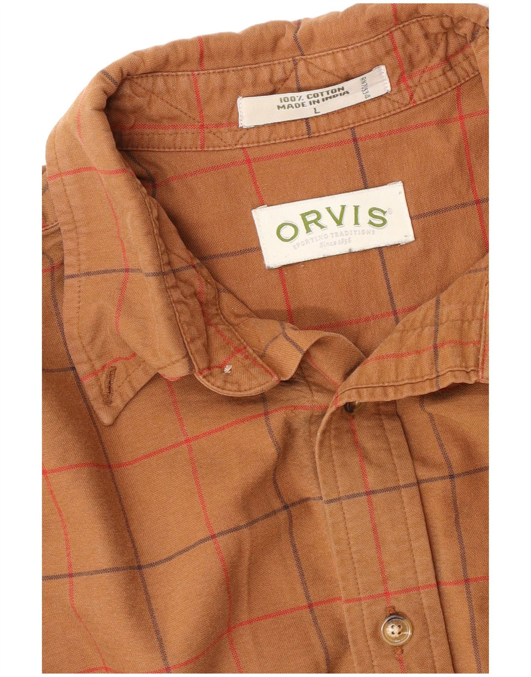 Camicia da uomo Orvis in cotone a quadri marroni grandi