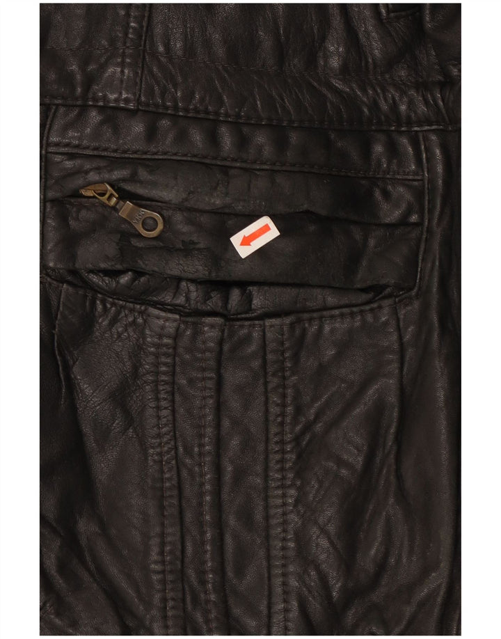 Giacca in pelle vintage da uomo UK 44 2XL Pelle nera