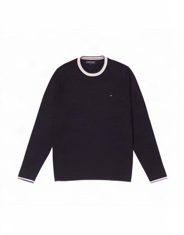 Tommy Hilfiger Uomo Top Manica Lunga Grande Blu Navy Colourblock