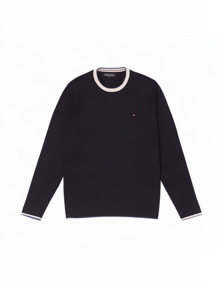 Tommy Hilfiger Uomo Top Manica Lunga Grande Blu Navy Colourblock