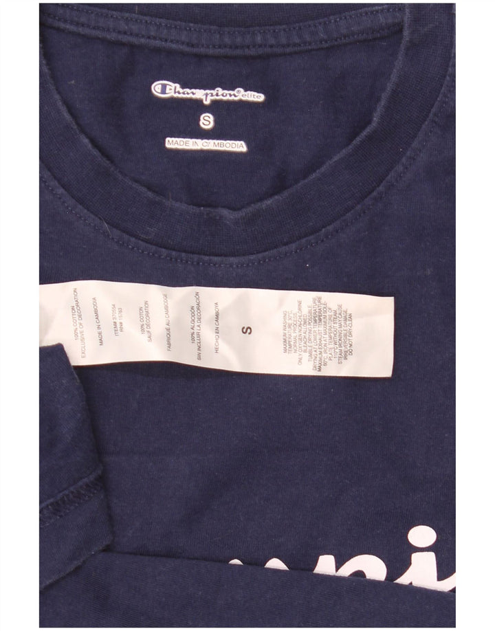 T-shirt grafica da uomo Champion Top piccola in cotone blu navy