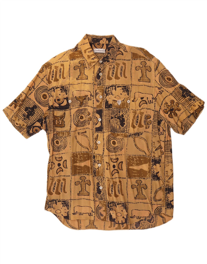 Camicia a maniche corte da uomo Cacharel taglia 15 1/2 39 Marrone medio geometrico