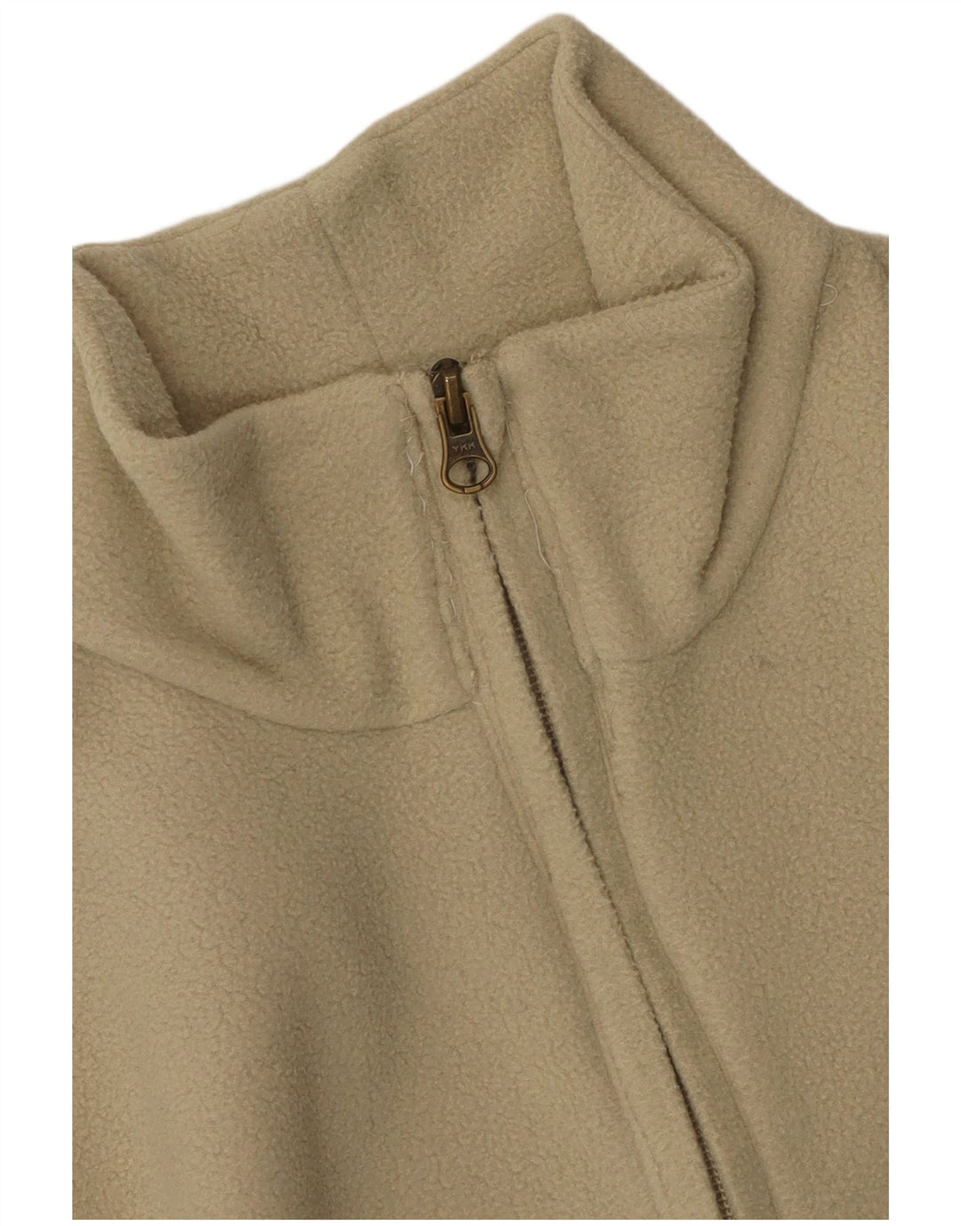 Maglione in pile vintage da donna con zip e collo verde medio
