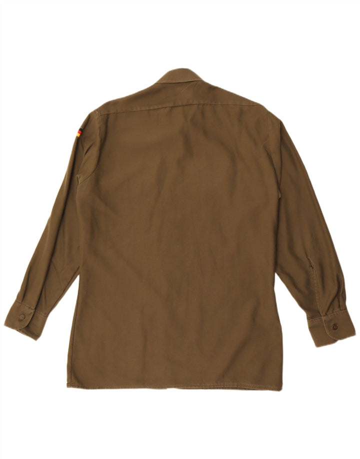 Camicia da uomo vintage taglia 39/40 poliestere kaki medio