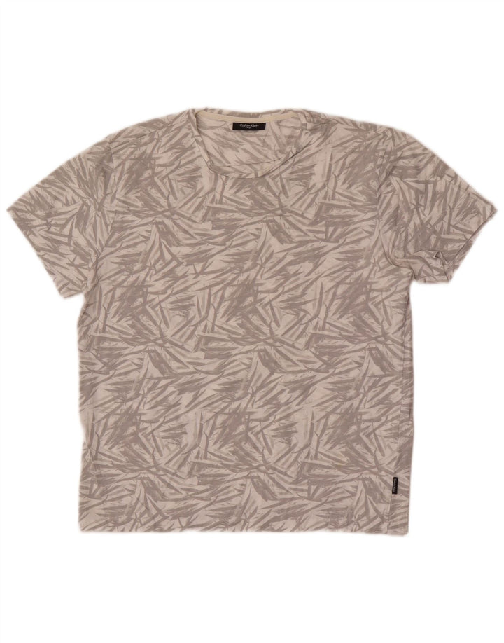Calvin Klein Uomo T-shirt con motivo astratto Top Large in cotone grigio