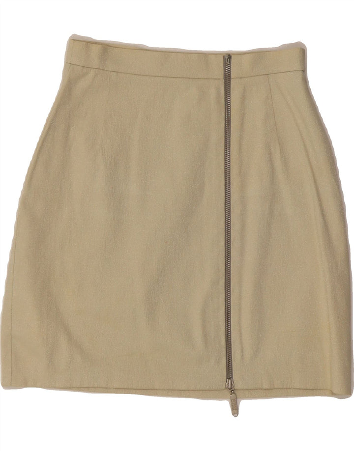 VERSACE Womens Mini Straight Skirt IT 40 Small W24 Khaki Cotton Vintage Versace and Second-Hand Versace from Messina Hembry 