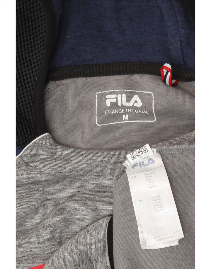 Felpa con cappuccio grafica da uomo Fila in cotone color block grigio medio