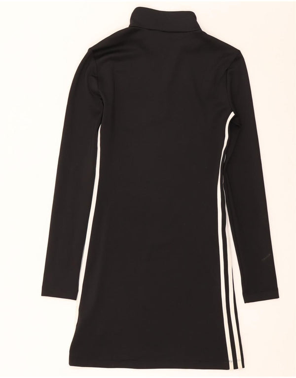 Abito t-shirt Adidas da donna a maniche lunghe con collo e zip UK 8 piccolo poliestere nero